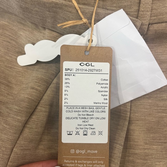 OGL- NWT Wide-Leg Knit Pants in Oatmeal Beige XS - Picture 5 of 5